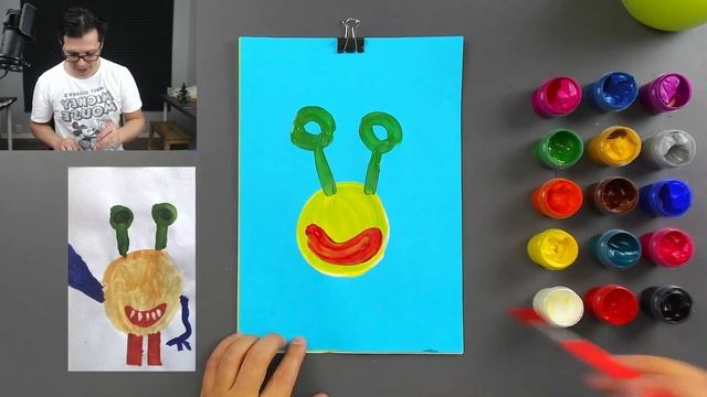 Рисую МОНСТРИКА зрителей - уроки рисования для детей красками смотреть онлайн