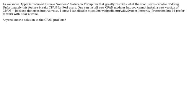 Apple: El Capitan SIP and CPAN смотреть онлайн