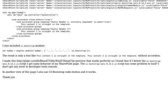 Sharepoint: UI-Bootstrap accordion doesn't works in SharePoint смотреть онлайн