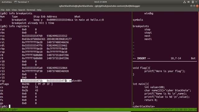 BOF-E3 Gdb & Immunity Debugger Intro | gdb, gdbtui, gdb-peda | Tamil смотреть онлайн