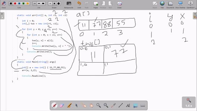 Convert 1D Array to 2D Array C# смотреть онлайн