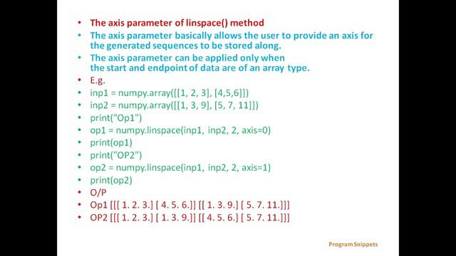 linspace() function in NumPy смотреть онлайн