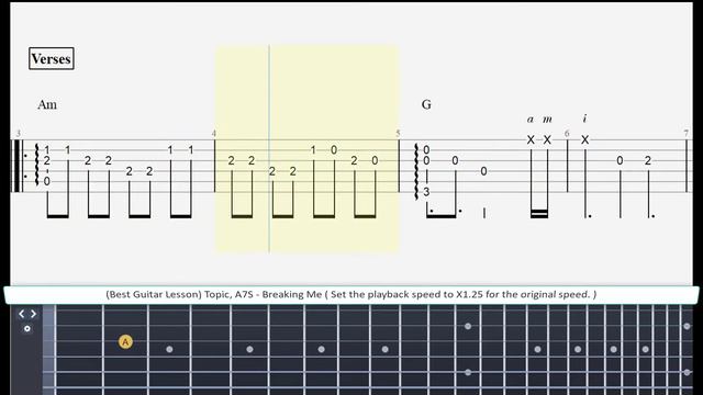 ( Best Guitar Lesson ) Topic, A7S - Breaking Me ( slow speed for lesson ) смотреть онлайн
