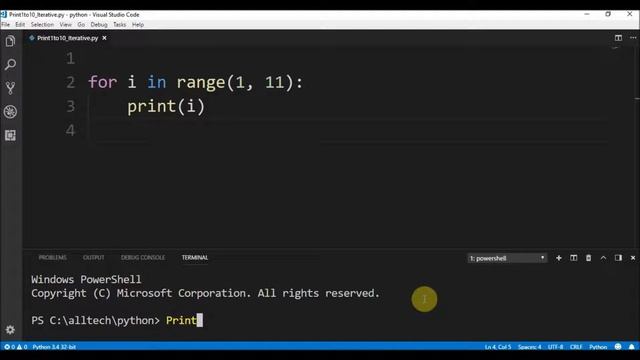 print 1 to 10 iterative in python ? смотреть онлайн