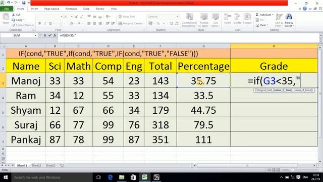 Calculate Grade and Percentage using Nested If in MS Excel,#18 смотреть онлайн