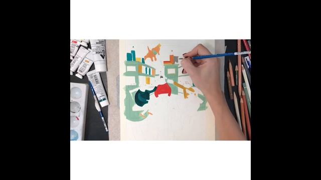 Рисуем новогоднюю открытку|New Year Postcard