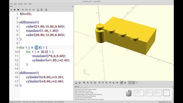OpenSCAD Tutorial for Beginners - Model a Toy Brick смотреть онлайн