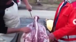 +18 I Венгер разделывает свиную тушу необычным способом I