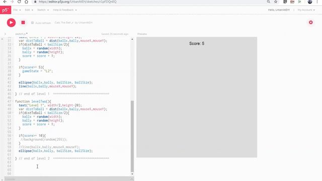 Coding a Simple Game - Chase the Ball (p5.js) tutorial pt. 2 смотреть онлайн