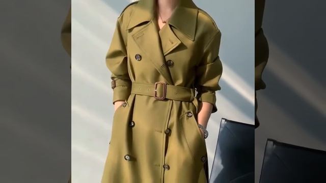 Женский двубортный тренч, длинный тренч с отложным воротником и карманами, модное пальто для женщин смотреть онлайн