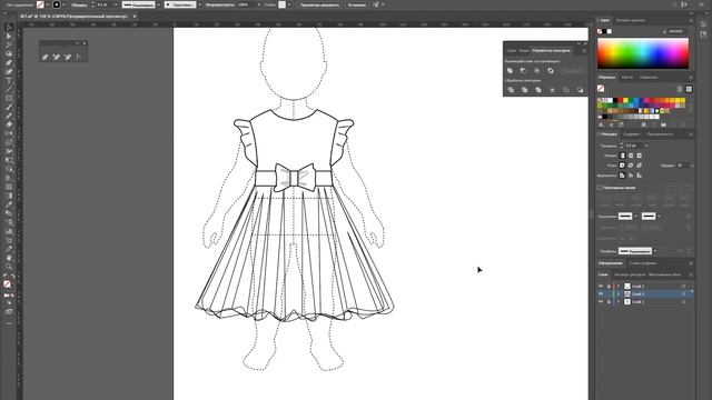 Дизайн одежды |Технический рисунок одежды| детское платье | Adobe Illustrator 2021|100 эскизов#67 смотреть онлайн