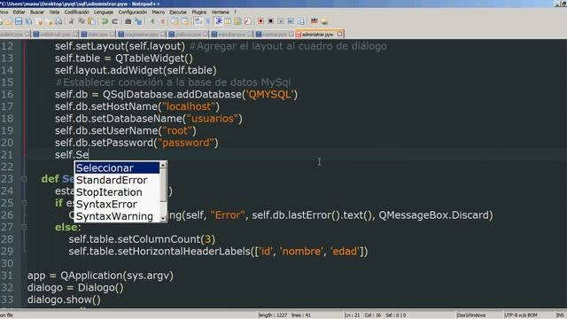 21 - Python PyQt (Interfaz gráfica) - QtSql MySQL y QTableWidget (Seleccionar registros) смотреть онлайн