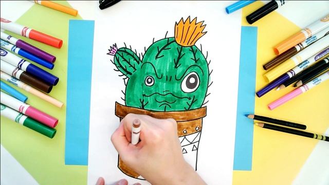 How-To Draw an Angry Cactus, Draw a Cartoon Cactus step-by-step lesson смотреть онлайн