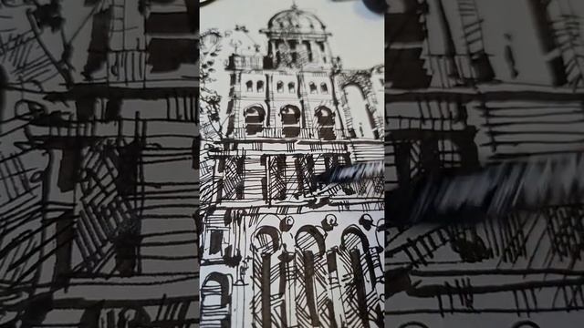 Перо и тушь, 5. архитектурный скетчинг и рисование. Впечатления на листе акварельной бумаги. смотреть онлайн