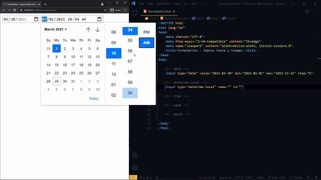 13 - Formularios en HTML - #2 - Inputs de fecha y tiempo смотреть онлайн