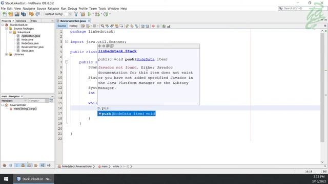 42 - Stack: Application (ReverseOrder) using LinkedList (Java) смотреть онлайн