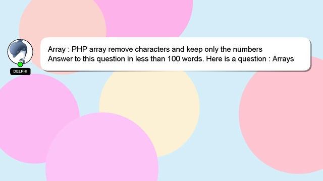Array : PHP array remove characters and keep only the numbers смотреть онлайн