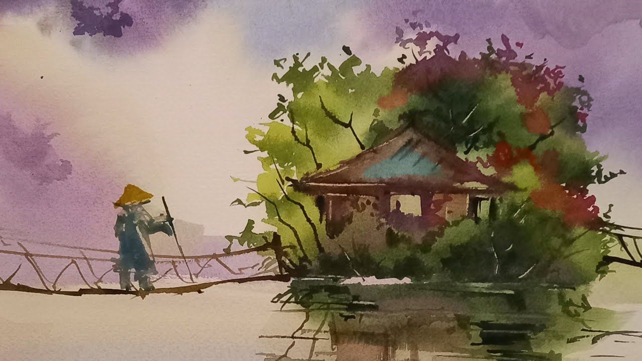 Путь домой. Подробно разбираем с учениками как рисовать красивый акварельный пейзаж смотреть онлайн