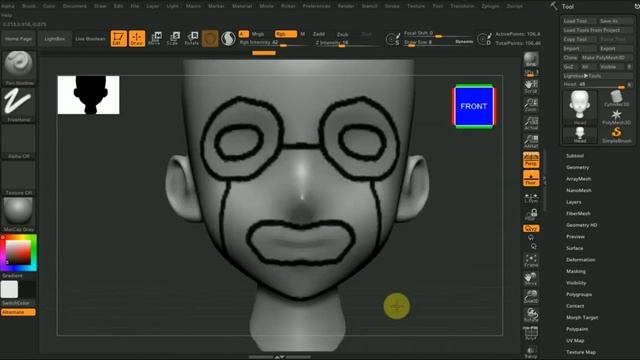 Zbrush 2020 кисть Paint Shadow и полигруппы смотреть онлайн