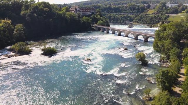 Rhine Falls (Rheinfall), Neuhausen SH, Switzerland - Bird's view смотреть онлайн