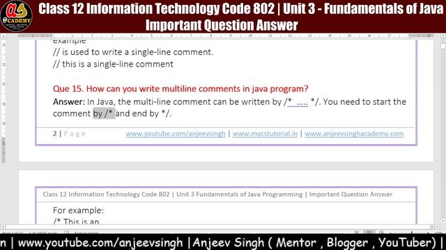 40+ Important Introduction to Java Question Answer | Class 12 IT 802 | Unit 3 Fundamentals of Java смотреть онлайн