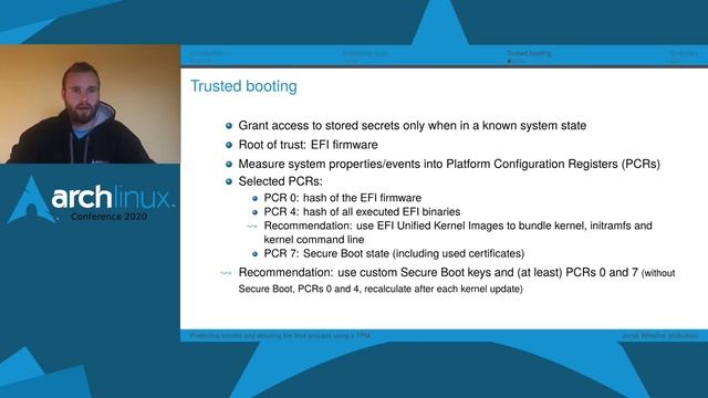 Arch Conf 2020 - Protecting secrets and securing the boot process using a Trusted Platform Module ( смотреть онлайн