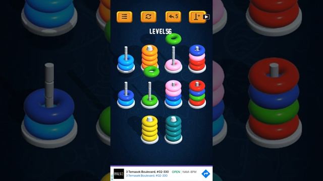 Hoop Sort Puzzle - Color Ring Stack Sorting Game Level 56 Solution смотреть онлайн