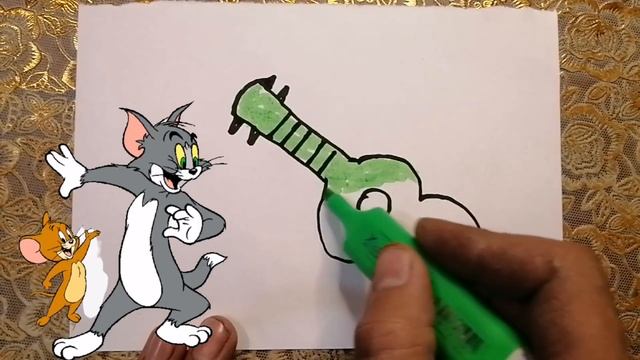 drawing a guitar | гитара салу | рисовать гитару | رسم الغيتار, drawing for kids, tobiart смотреть онлайн