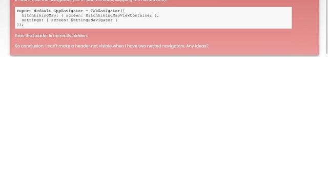 React-Navigation: Cannot hide header with nested navigators смотреть онлайн