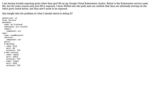 DevOps & SysAdmins: Kubernetes LoadBalancer works Only for Port 80 and not Others on Google Cloud смотреть онлайн