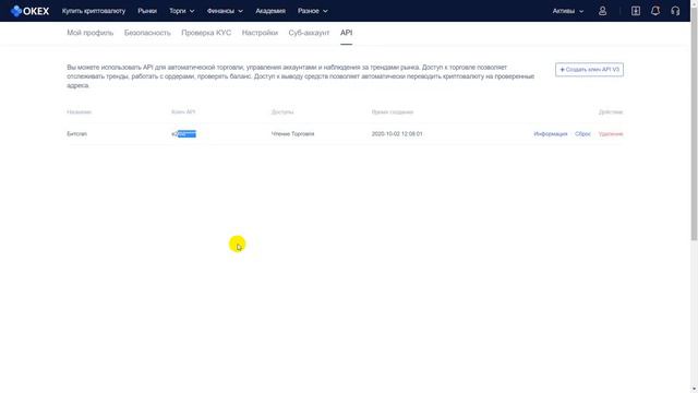 Подключение Трейдинг Бота Bitsgap на Okex