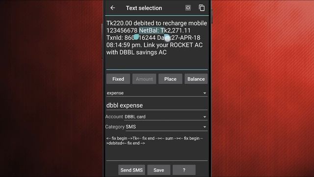 DBBL bank. Expense SMS template. Money manager in Excel. смотреть онлайн