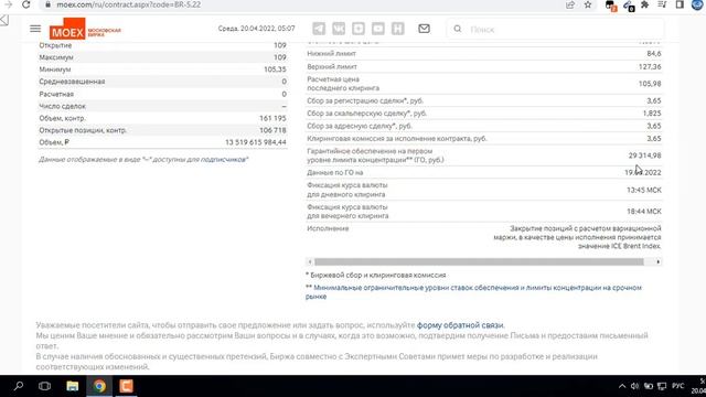 Фьючерсы на московской бирже / стоимость фьючерса / шаг цены фьючерса