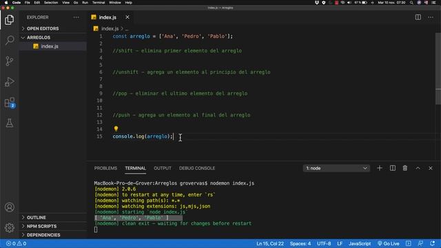 Arreglos: Métodos UNSHIFT(), SHIFT(), POP() y PUSH() - Tutorial JavaScript смотреть онлайн