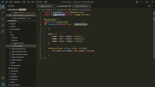 Injecting Service into another Service | Services & Dependency Injection | Angular 12+ смотреть онлайн