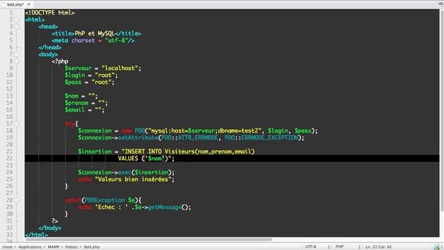 Tutoriel / Cours Complet PhP & MySQL [Chapitre 21/27] : Insérer des données dans une BDD via PhP смотреть онлайн
