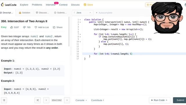 Leetcode Question 350 "Intersection of Two Arrays II" in Java смотреть онлайн