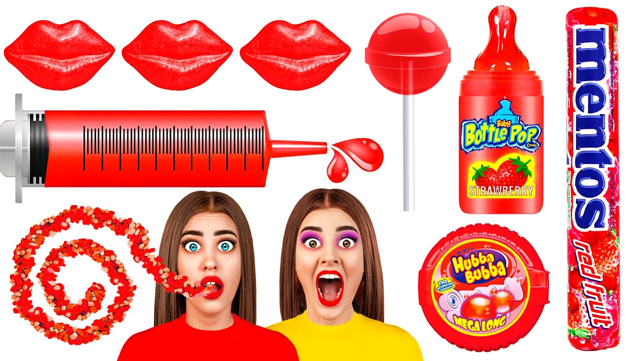 ЕДИМ ПРОДУКТЫ ОДНОГО ЦВЕТА 24 ЧАСА! Настало время красного! Мокпан от RaPaPa! CHALLENGE