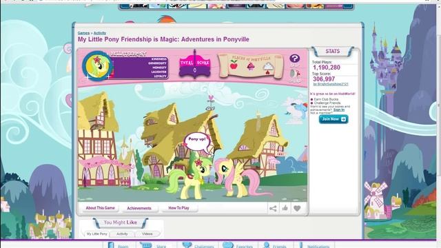My Little Pony Friendship is magic flash game Adventures In Ponyville смотреть онлайн
