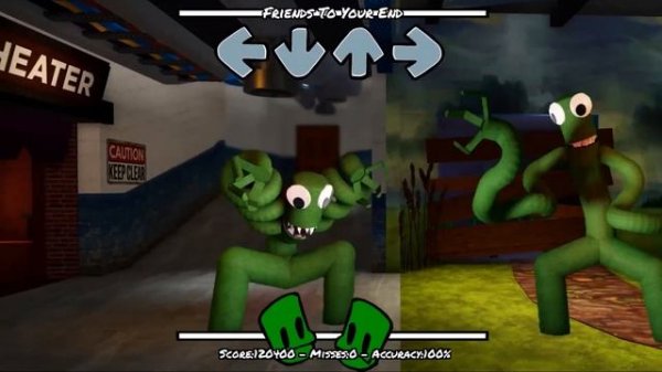 FNF Rainbow Friends Green Vs Green Sings Friends To Your End song | Roblox Rainbow Friends FNF mod