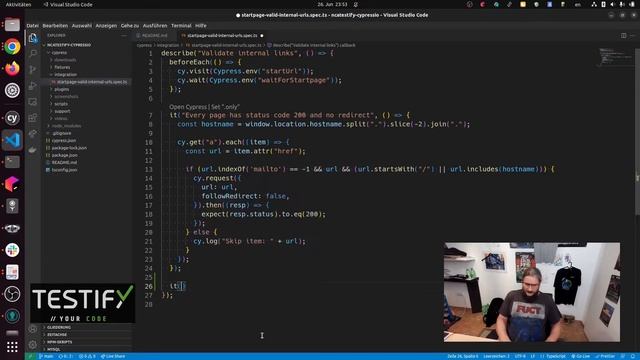 Part 14: Ist der Impressum Link immer sichtbar? - Cypress.IO Tutorial E2E Tests смотреть онлайн