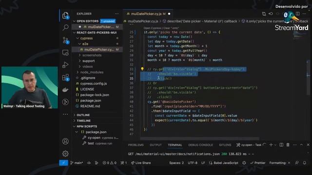 Testando campos de data do Material UI com Cypress смотреть онлайн