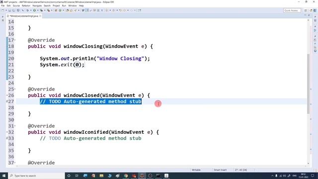 Java awt WindowListener interface | methods | use of | explain | has how many | hindi смотреть онлайн