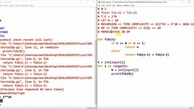 Dynamic Programming | Overlapping Subproblems | Solving Fibonacci | Python смотреть онлайн