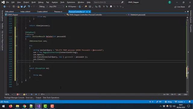 ASP.NET CORE MVC 3 - CRUD com DAPPER e POSTGRESQL - Parte 9 - Ação Delete смотреть онлайн