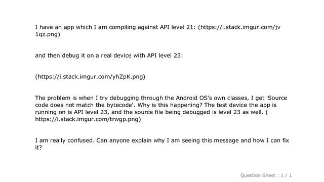 Android : 'Source code does not match the bytecode' when debugging on a device смотреть онлайн