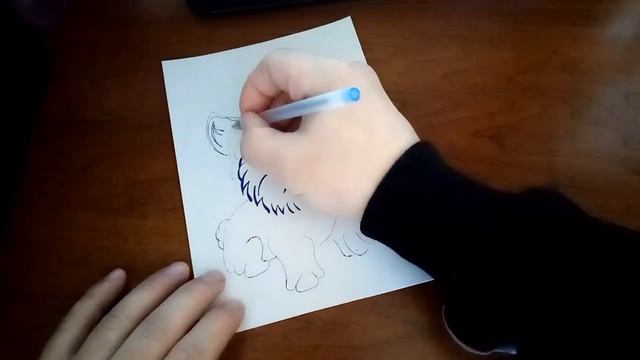 Йоркширский терьер рисую шариковой ручкой