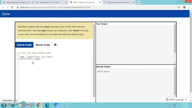 Getting started with Python | Coursera Assignment 2.2 solution | Python for everybody | week 2 смотреть онлайн