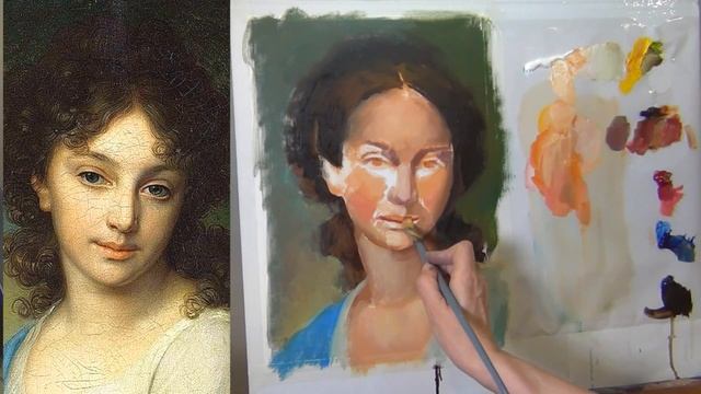 Как нарисовать портрет маслом ? Рисуем портрет Елены Нарышкиной кисти Владимира Боровиковского смотреть онлайн