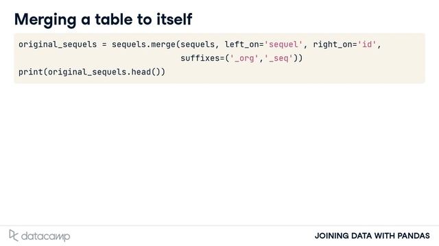 Merging a table to itself | Pandas смотреть онлайн